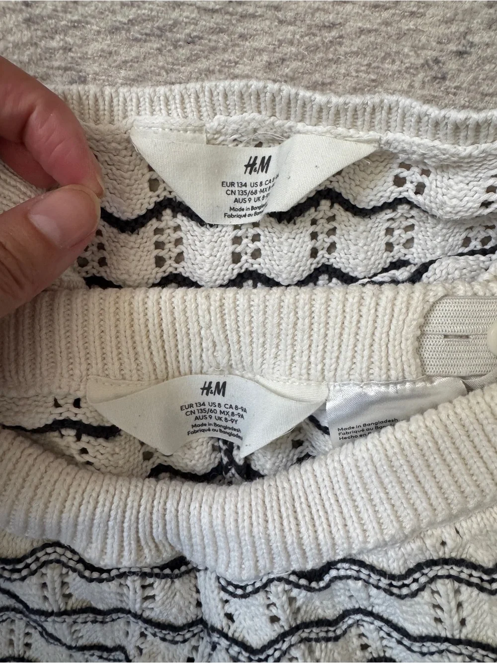 H&M black&white knit set cotton 8/9Y